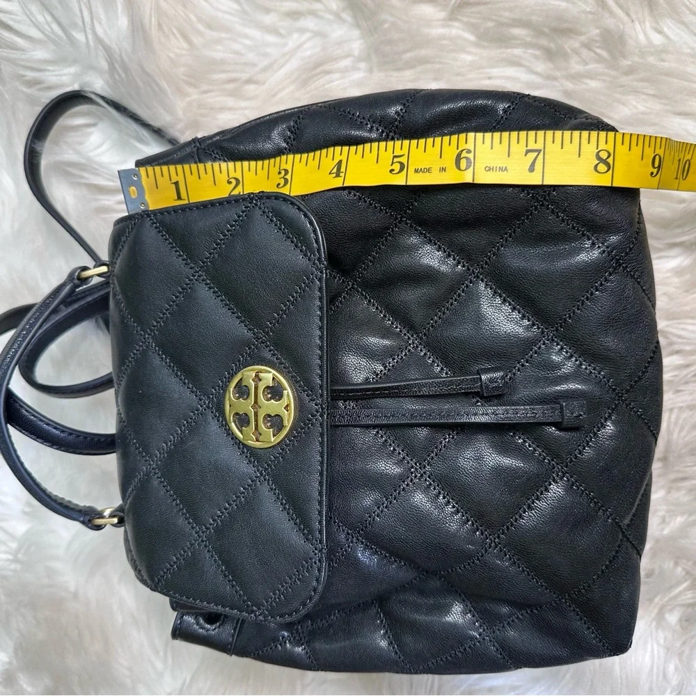 NWOT Tory‎ Burch Willa Leather Quilted Backpack Black Gold